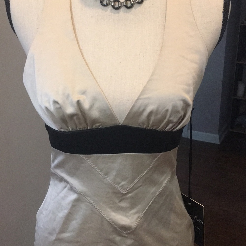 NWT Bebe glamour satin T back slim dress xs